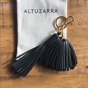 Designer Altuzarra Black Leather Tassel key chain